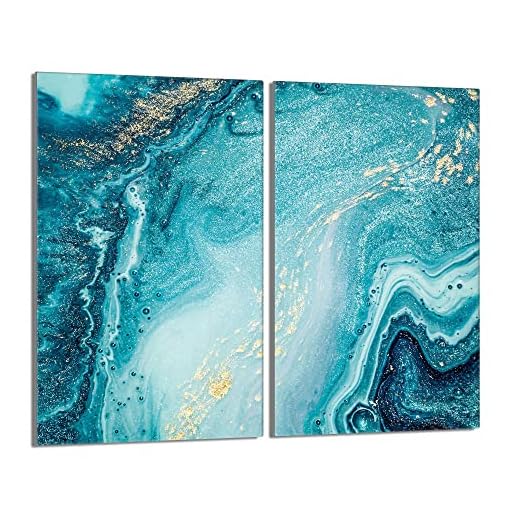 DarHaus Tabla de cortar decorativa de cristal templado y cubre vitro, Placa protectora de vitrocerámica 30 x 52 cm 2 piezas, para inducción, protección contra salpicaduras, decoración, MÁRMOL