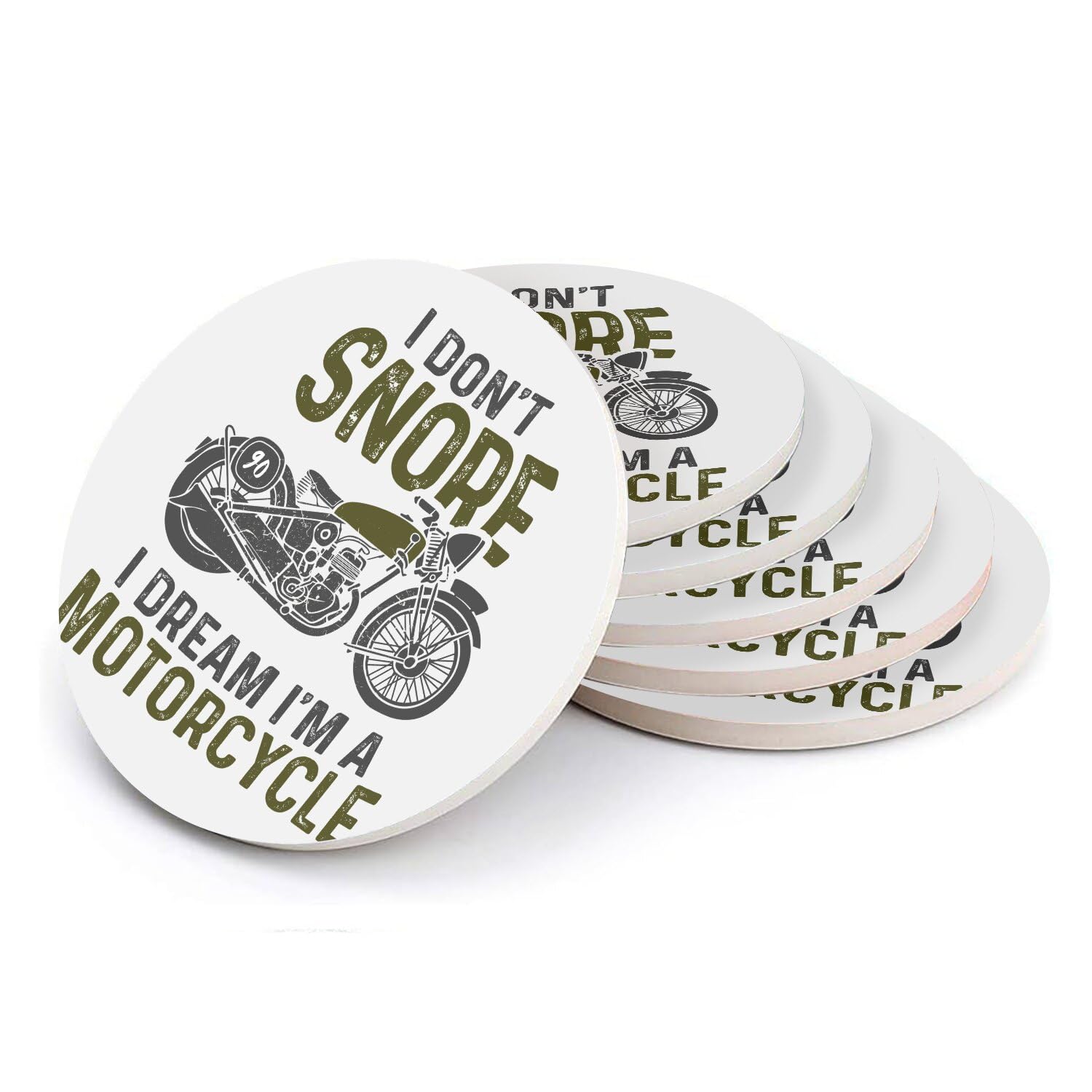 Sous-verre céramique I Don't Snore I Dream of Motorcycle lot de 6