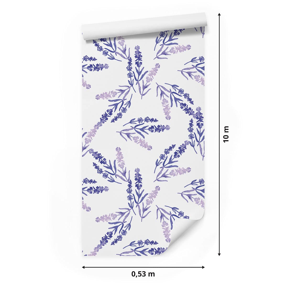 Muralo Tapeta 10 m, rolka flizeliny, kwiaty, lawendy, liście, natura, rośliny, łodygi, tapeta z włókniny, 1000 x 53 cm, tapeta ścienna, do salonu, sypialni, nowoczesna dekoracja ścienna