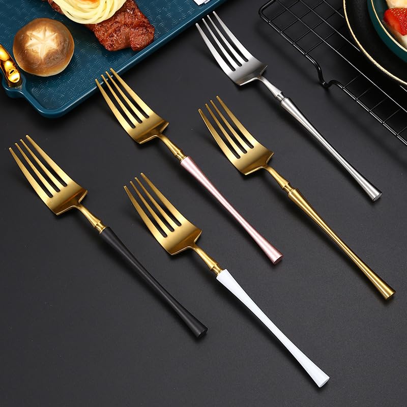 Besteckset, 4/16/24/32/40/48-teilig, Besteckset aus Edelstahl 304, Gabel und Löffel, goldenes Steakmesser- und Gabelset. Roségold, 10er-Set, 40-teilig
