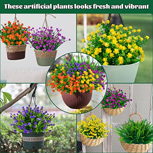 Lnoicy 20 Bundles Artificial Flowers For Outdoor Uv Resistant Fake Plants, Faux Flowers For Indoor Outside Plastic Greenery Shrubs For Garden Porch Window Box Home Farmhouse Décor (Mix Colors) #TOP5