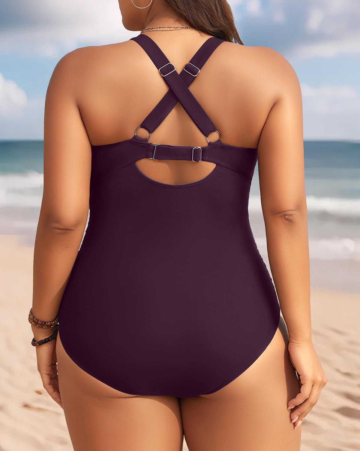 Aqua Eve Plus Size One Piece Swimsuit - Women's Tummy Control Bathing Suit Retro Full Coverage Swimwear 2025 - Image 2
