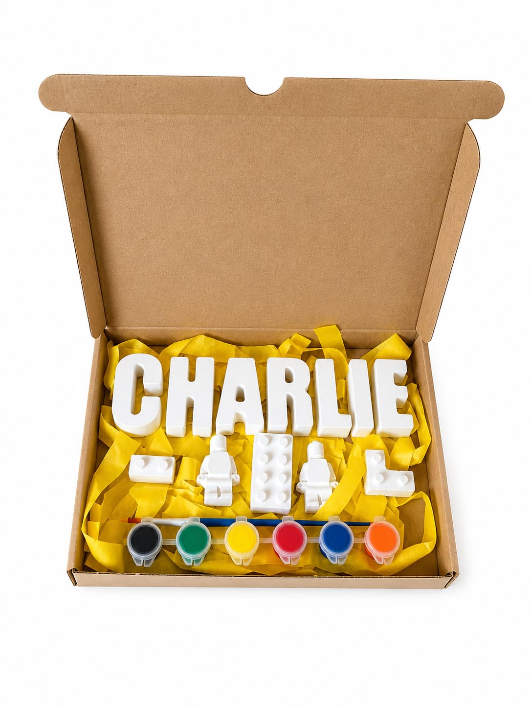 Personalised Building Blocks Craft Box: Paint Your Own Name Kit, Kid's Birthday Party Gift, Gifts for Children