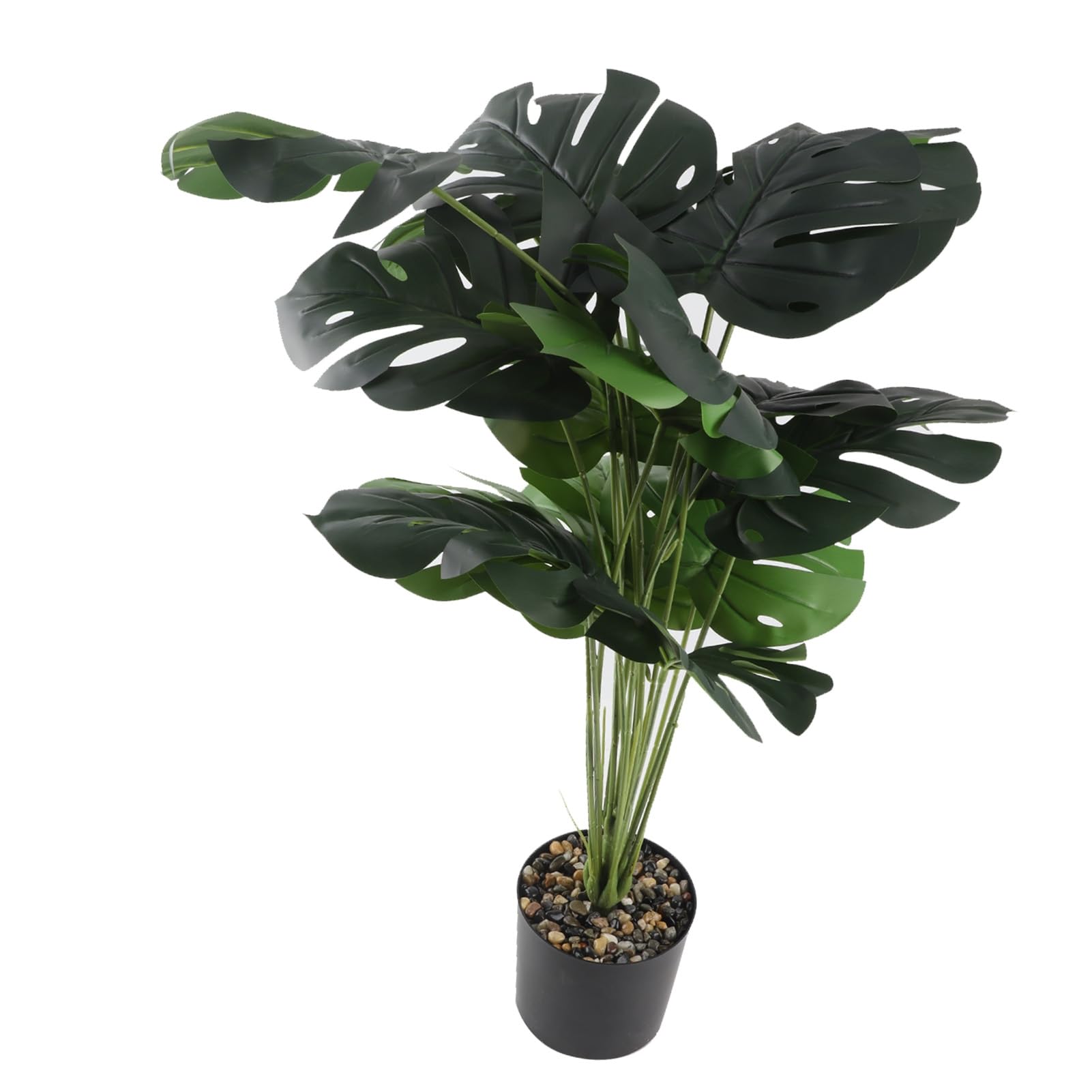 Aramox Sztuczna Roślina Monstera Deliciosa, Plastikowa Sztuczna Roślina Monstera 80 Cm 18 Liści, Niewymagająca Konserwacji Doniczkowa do Wnętrz na Zewnątrz Biuro w Domu Wystrój Ogrodu