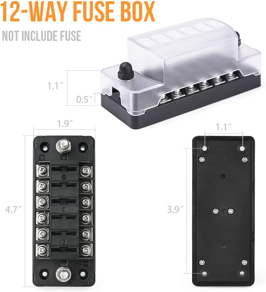 MICTUNING 6-Way Blade Fuse Block with Cover Fuse Box Holder for Vehicle Boat Marine : Automotive