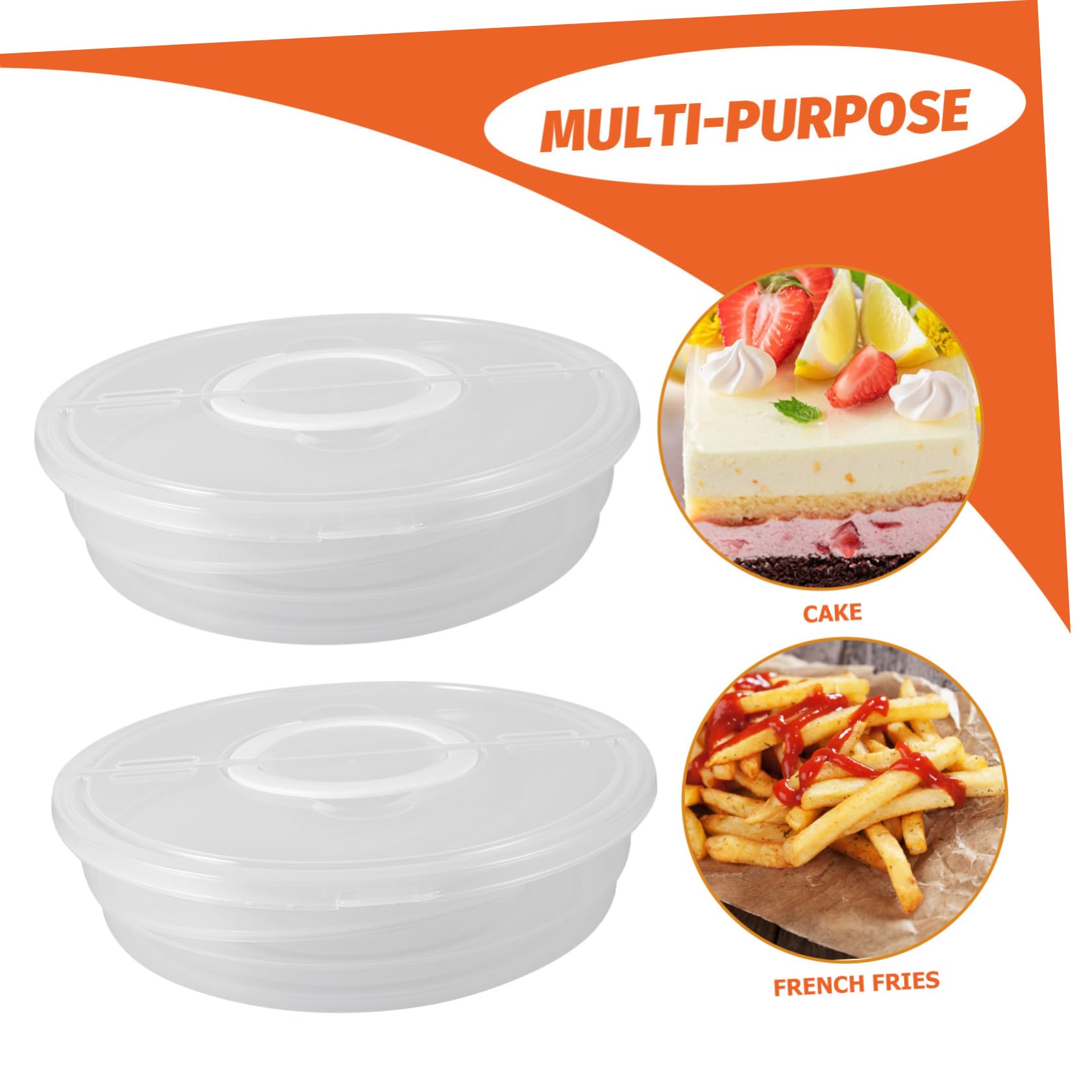 Recipientes para Alimentos con Tapa y Asa de Plástico, 2 Piezas