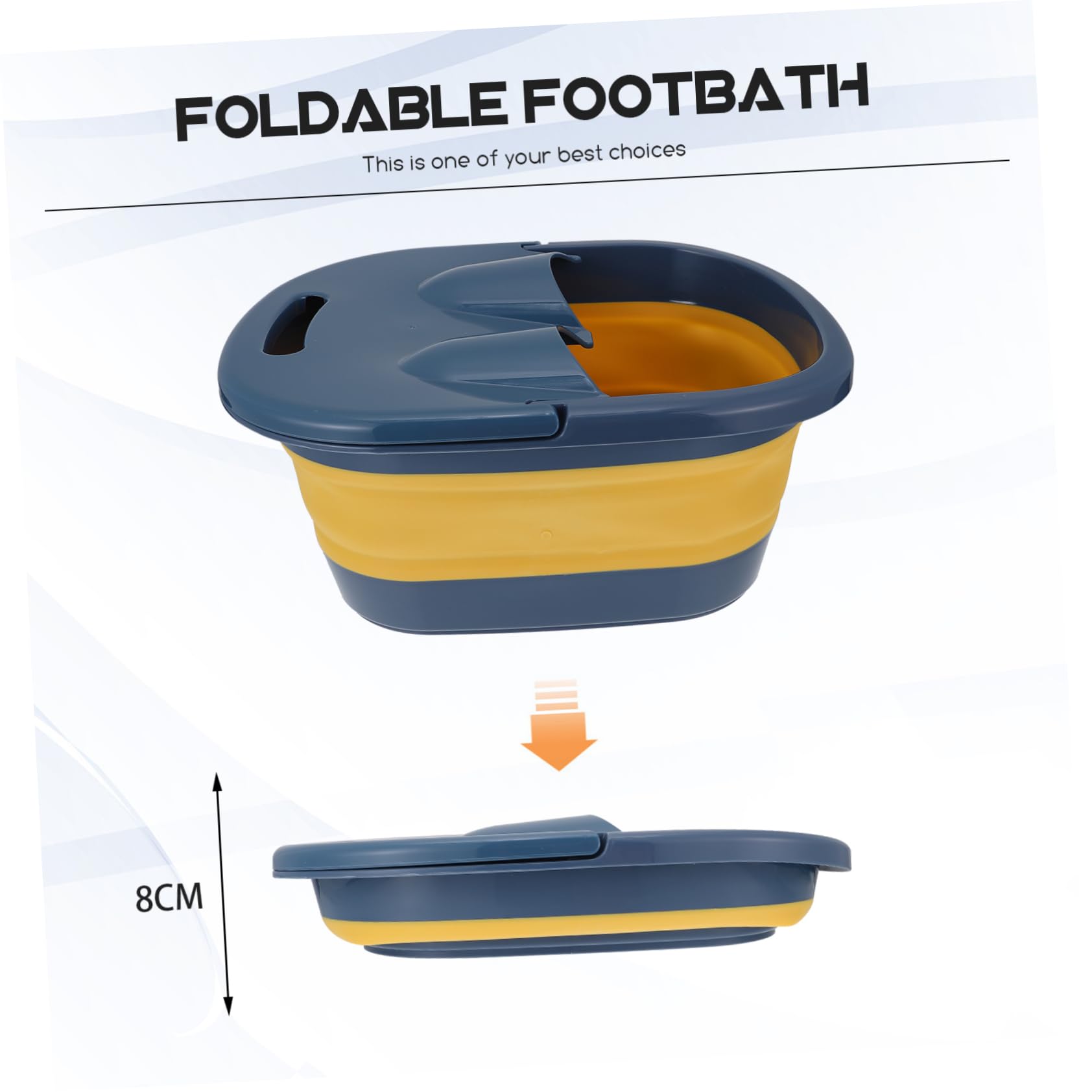 COLLBATH Cubeta Plegable Para Baño De Pies Portátil, Lavabos Caseros Azul Profundo, Deflector Térmico, Antideslizante y Compatible Para Masaje Relajante Hogar, Uso Familiar Niños