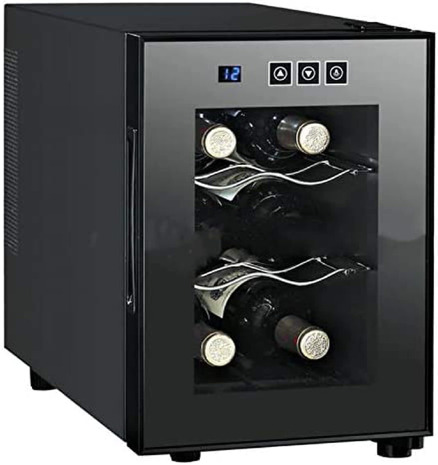 Enfriador De Vino 6 Botellas Gabinete De Vino De Temperatura Constante Con Puerta De Vidrio Templado Refrigerador Con Ahorro De Energía Enfriamiento Rápido Panel De Control Con Botón Pulsador Luz