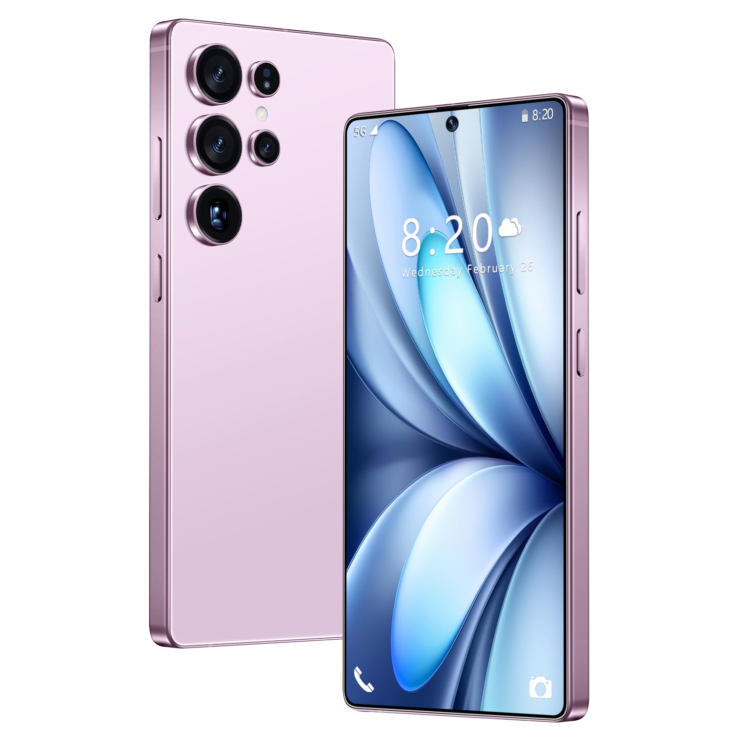 Smartphone S26 Ultra, 16 GB 1 TB, Batteria Da 8000 MAh, Android 14, Fotocamera Impermeabile Da 72 MP 108 MP, Telefono Cellulare Da Esterno Sbloccato Da 7,3 Pollici, Slot Per 3 Schede 5G NFC,Pink-7