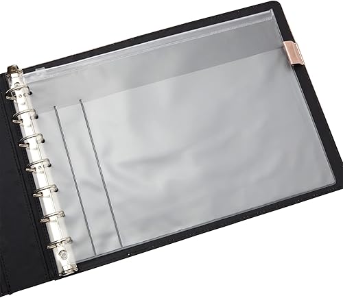 Miniatura 8 de Juvale Fundas para chequera de 14 x 10 pulgadas, piel sintética color oro rosa, carpeta y organizador de 7 anillos con capacidad para 600 cheques