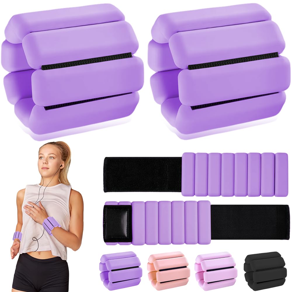 Duscdesp Ankle Wrist Weights for Women Men,2Pcs Adjustable Leg Arm Weights,Weighted Bracelet Wristbands 2lb,Wrist Ankle Weight for Pilates Fitness Gym Equipment(Purple)