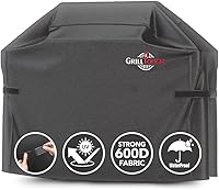 GrillTough Heavy Duty 58 Inch Waterproof Grill Cover for Weber Char-Broil Gas Charcoal Grills - UV Fade Resistant, Adjustable Straps, All-Weather Protection