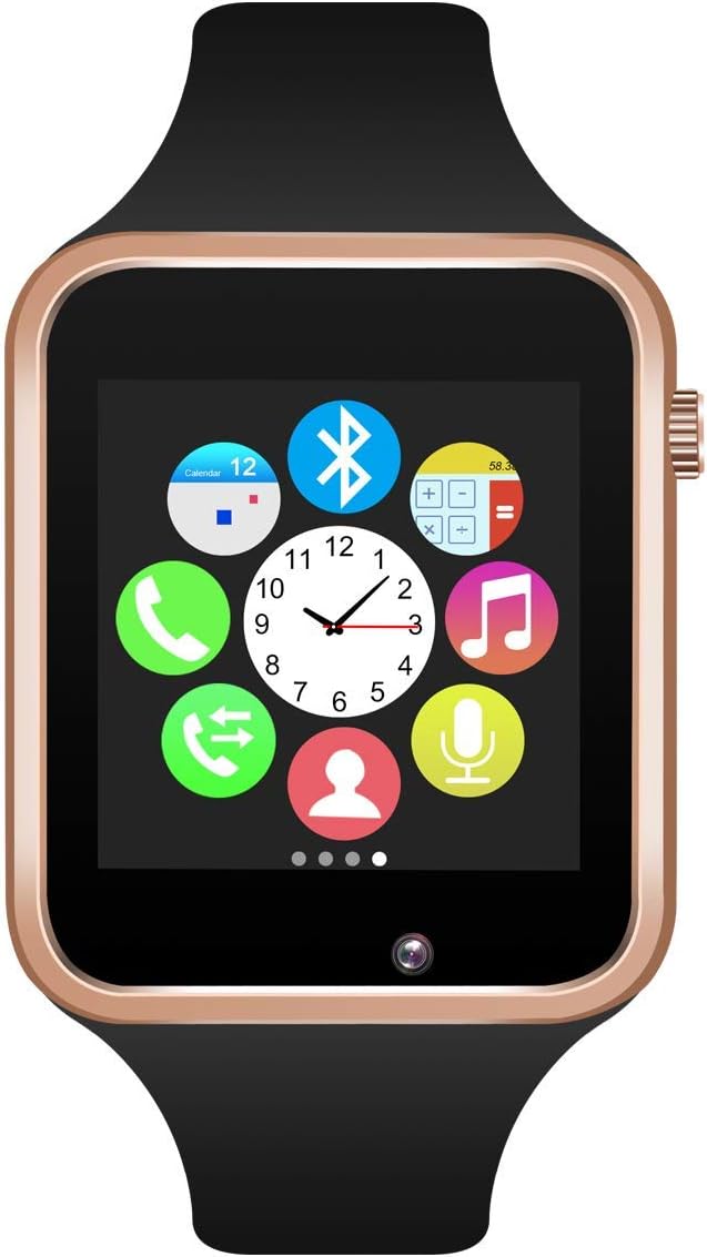 321OU Smart Watch Compatible iOS Android iPhone Samsung for Men Women, Make/Answer Calls, Checking Messages Support, Bluetooth Watch Fitness Tracker with Pedometer Camera SIM SD Card Slot (Gold)