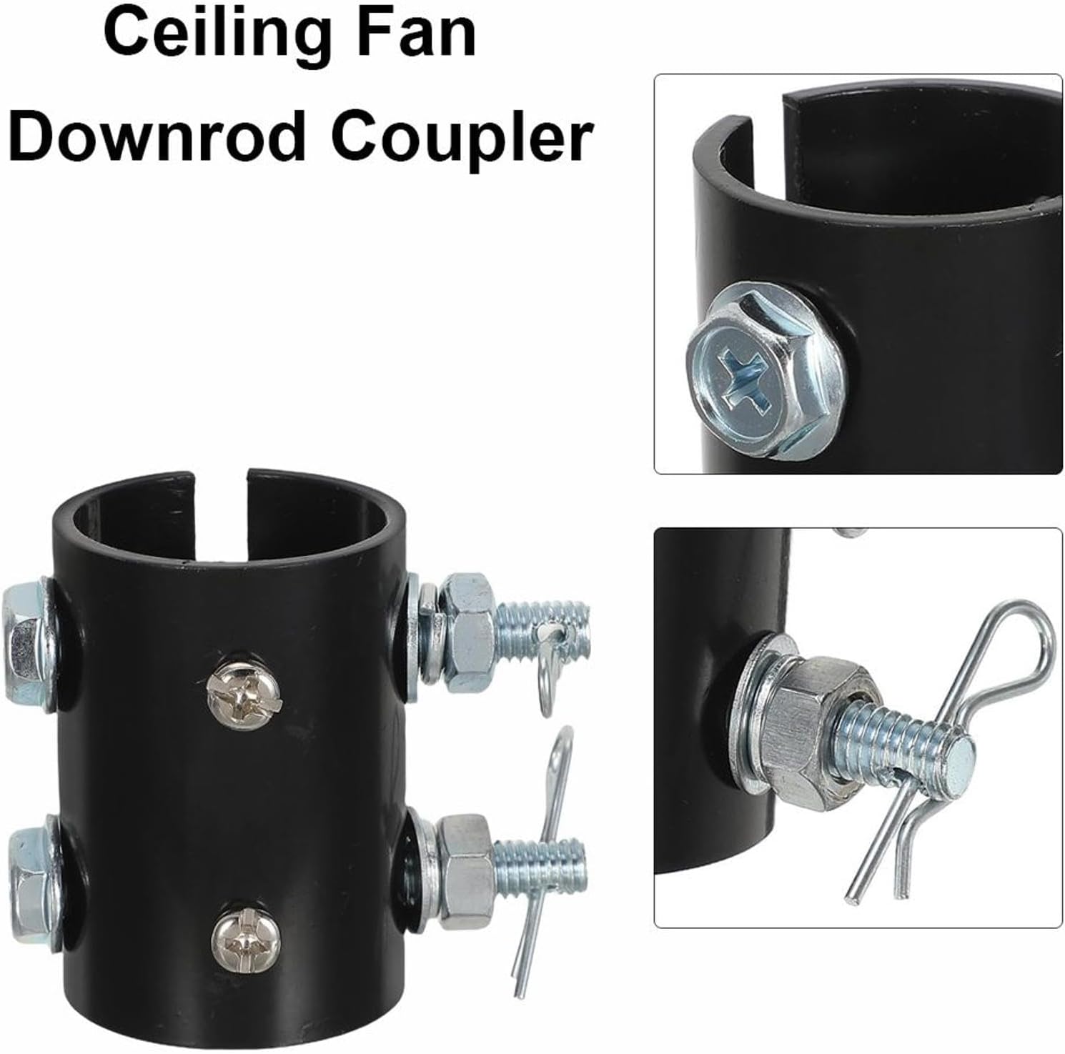 Nickel Ceiling Fan Downrod Coupler Iron Extension Joint Fit for 1.04" Bar | Rigid Extension Downrod Coupler Fitting for Overhead Ceiling Fan Rods