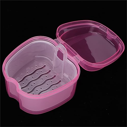 Miniatura 6 de Caja de baño de dentadura, contenedor de almacenamiento de taza con cesta coladora, estuche de retención de cuidado, estuche de viaje portátil,