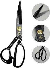 LANMAX Tesoura Alfaiate Costura Reforçada Titanium Profissional 8'' Preta