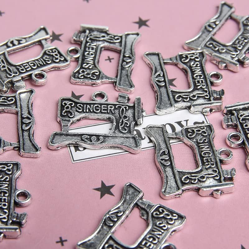 Wixine 20Pcs Singer Sewing Machine Charms Antique Silver Tone 22 x 18 mm Making DIY Handmade Accessories Craft - Image 7