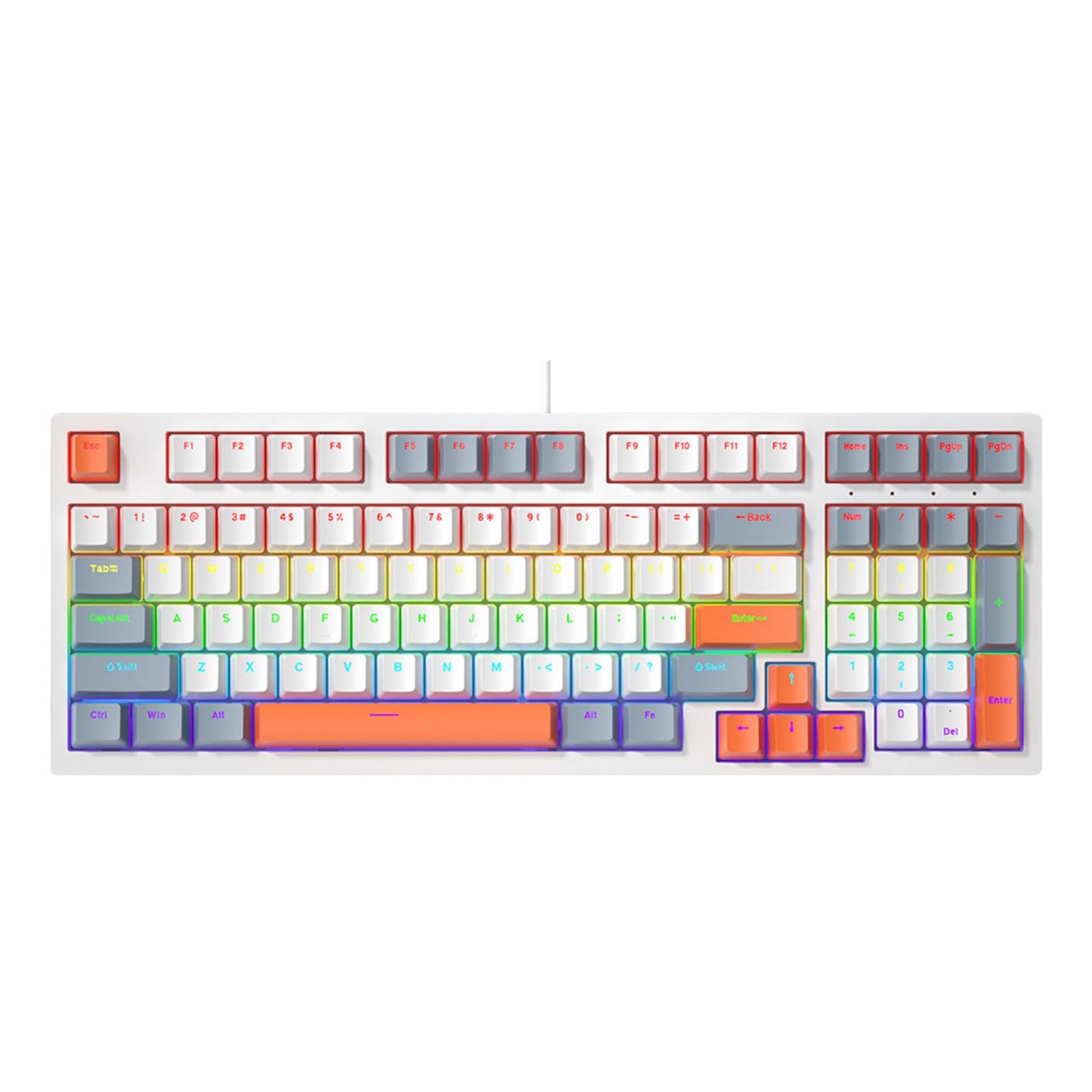 Tastiera meccanica da gioco 96 tasti Tastiera da gioco retroilluminata a LED Tastiera da ufficio ergonomica con filo per PC Gamers