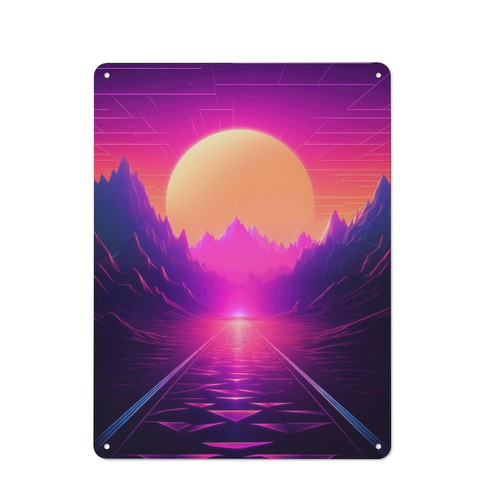 Junmoney Neon Horizon Rhapsody Retro Metal Wall Sign 40X30cm With For Garage Wall, A Decorative Metal Sign For Garages And Workshops