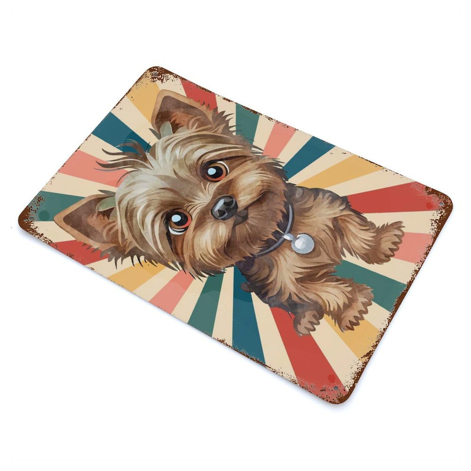 Cute Yorkshire Terrier Dog Vintage Metal Tin Sign 11.8"x7.9", for Cafe, Home Bar And Lounge Decor, Vintage Wall Decor