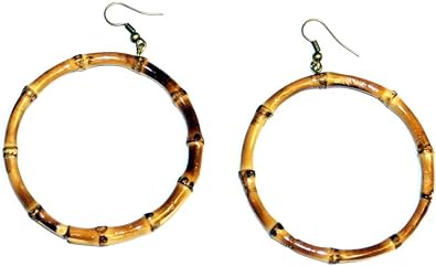 Bamboo Wood Large 3" Diameter Hoop Earrings- Natural Color