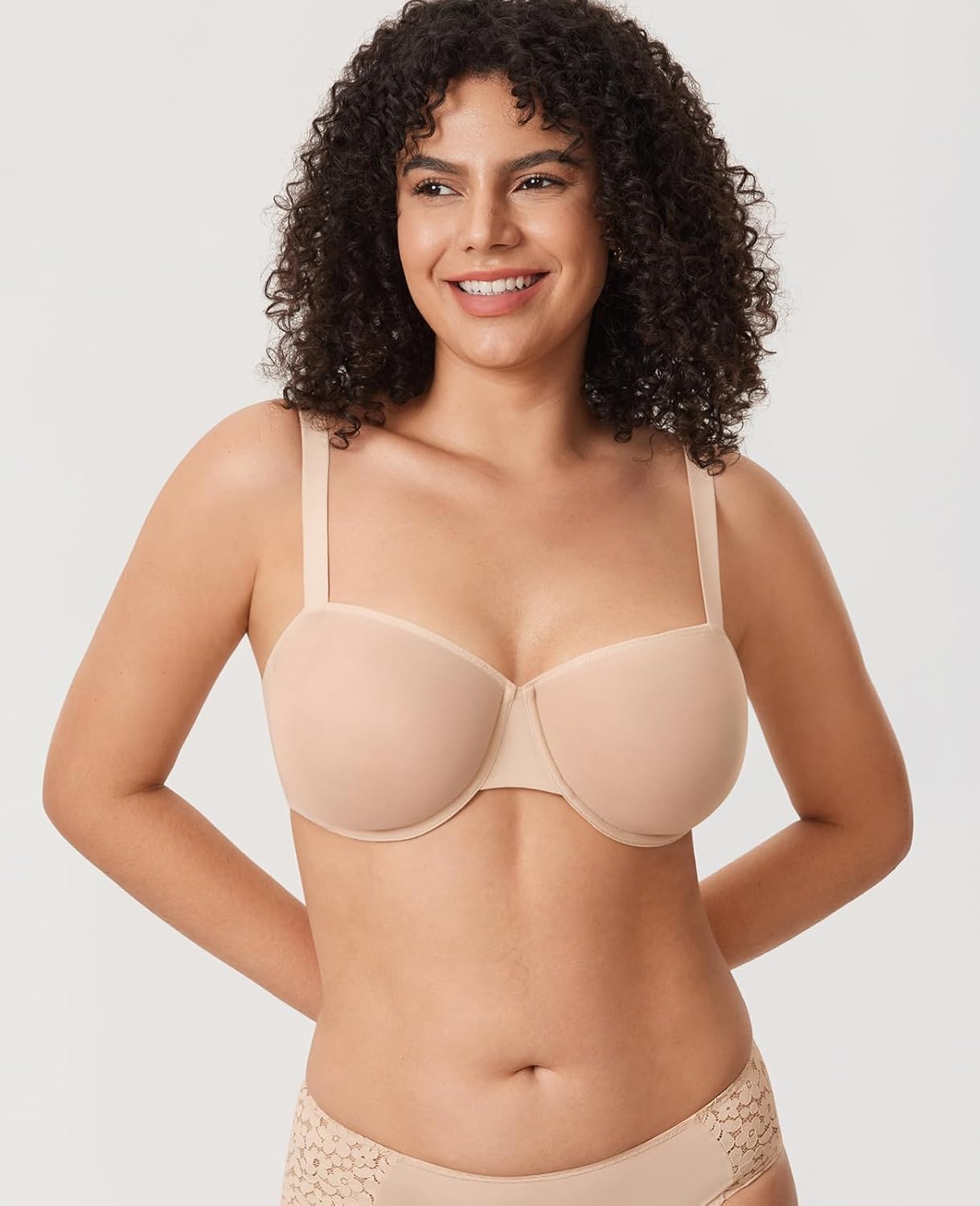 DELIMIRA Women's Cosnufy Balconette Bra Sheer Mesh Plus Size See Through Underwire Unlined Bras - Image 4