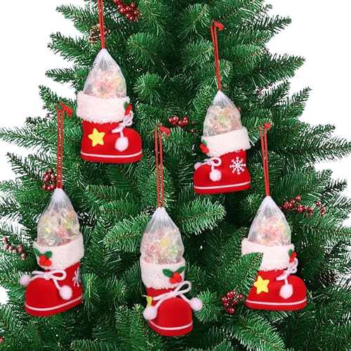 2PC Stiefel Weihnachten Taschen Santa Geschenk Form Wrapping Holiday Bags Bulk Süßigkeiten Xmas Treat Bag Kunststoff (S)