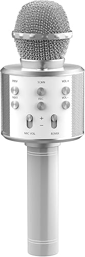 Micrófono inalámbrico Bluetooth para karaoke, máquina de karaoke recargable para niños, el mejor regalo para niños y adultos (plateado)