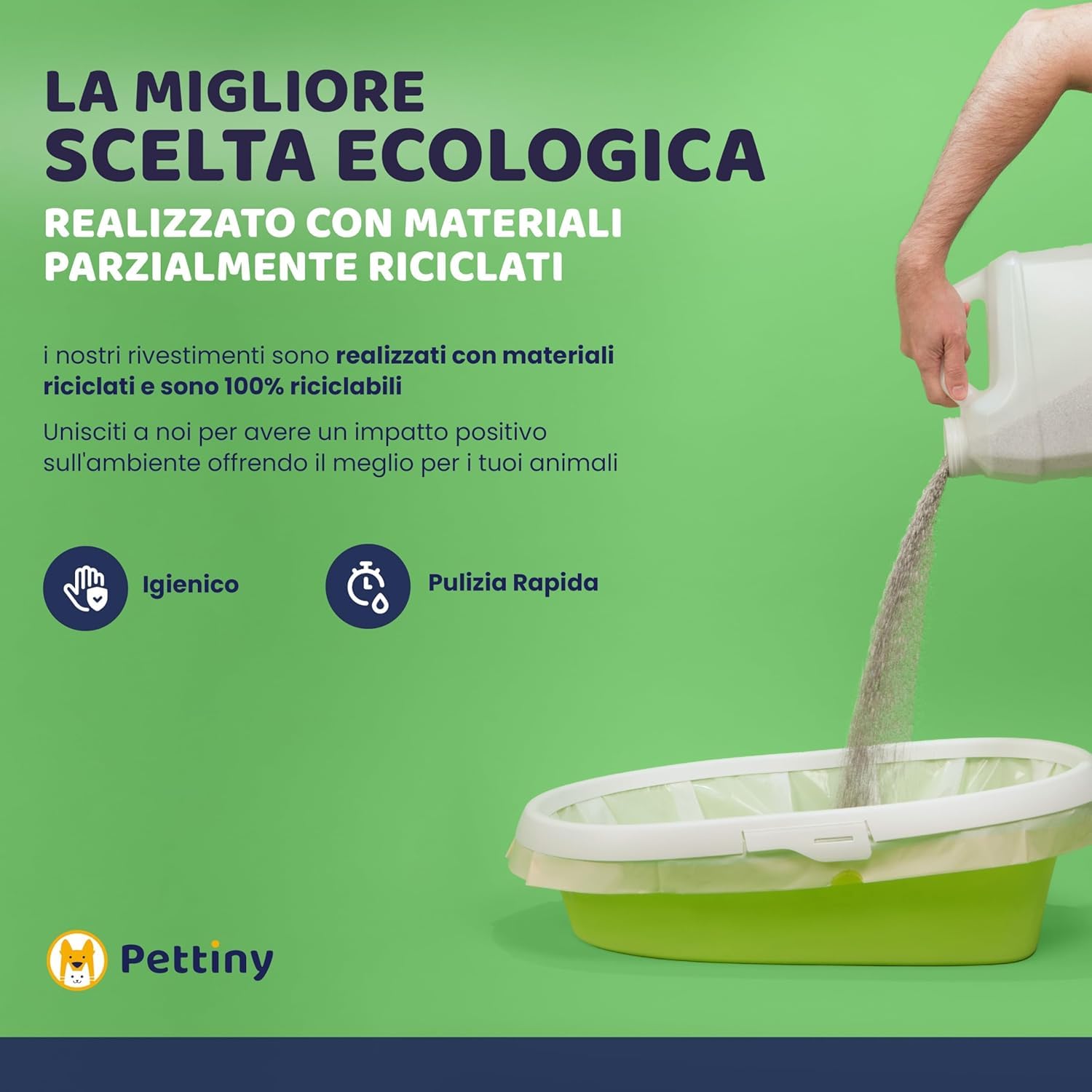 Pettiny 20 Sacchetti XL per Lettiera per Gatti con Coulisse Sacchi Resistenti ai Graffi per Cassetta Igienica Grande
