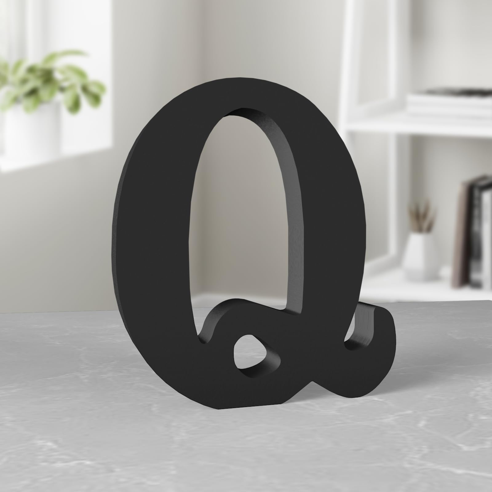 Aruatu 8 Inch Black Wood Letters Unfinished Wood Letter for Wall Decor Decorative Standing Letter Large Letters for wall Decoration for Craft Home Party Projects (Q)