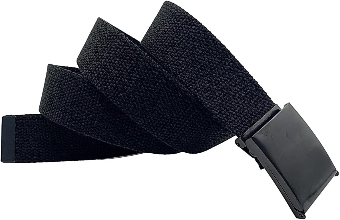 Canvas Belt Web Belt Military Belt Golf Belt with Black Flip-Top Buckle and Tip Waist Size Up to 55" Long Black Buckle - Image 5