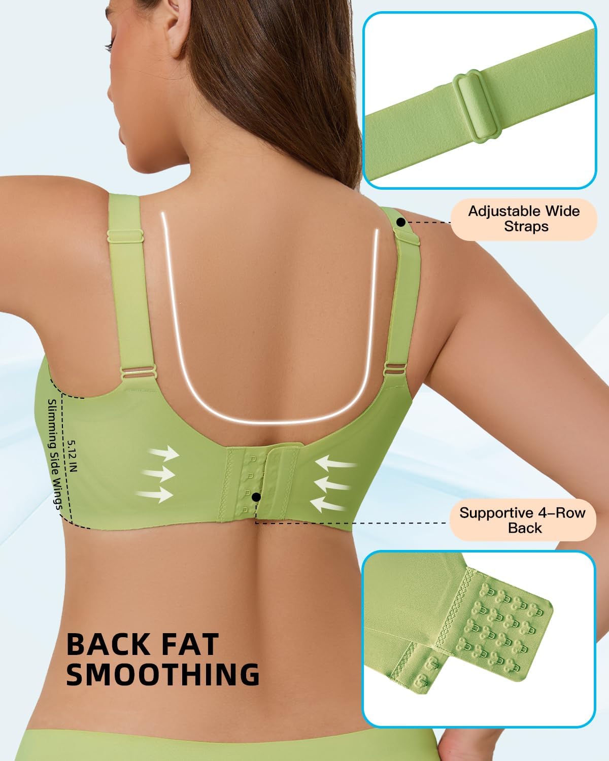 Minimizer Bras for Women Full Coverage Wireless Plus Size Seamless Bralette with Removable Pads Adjustable Comfort (42E, Green) - Image 4