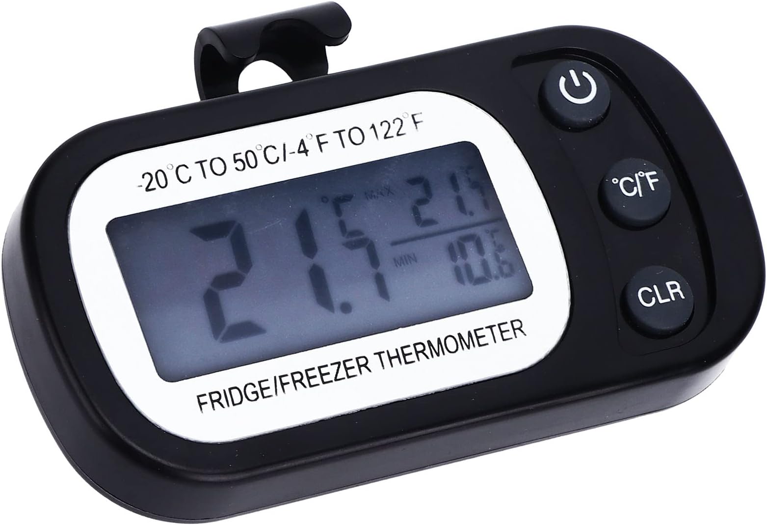 Boxwizard Digital Refrigerator Thermometer Freezer Thermometer Minus20 To 50℃ Large LCD Display Refrigerator Thermometer IPX3 Waterproof Thermometer with Magnetic Back