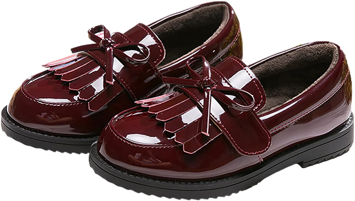 Girls Dress Shoes Kid Slip on Oxford Wedding Church Dress Microfiber School Uniform Loafer Flats