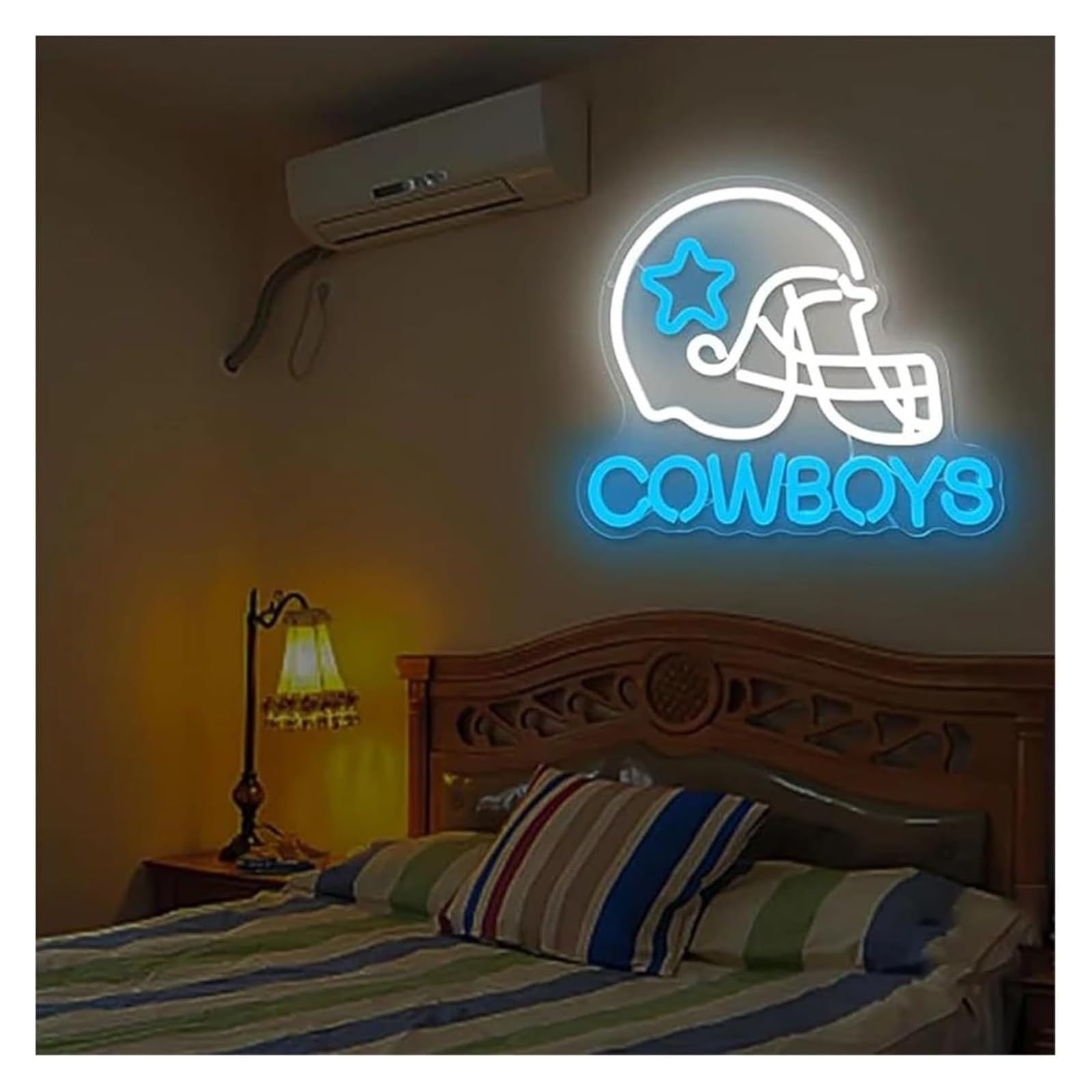 Lampe Néon Enseigne lumineuse Cowboys pour casque d'équipe sportive, pour magasin, club, bar, salle de jeux, chambre à coucher