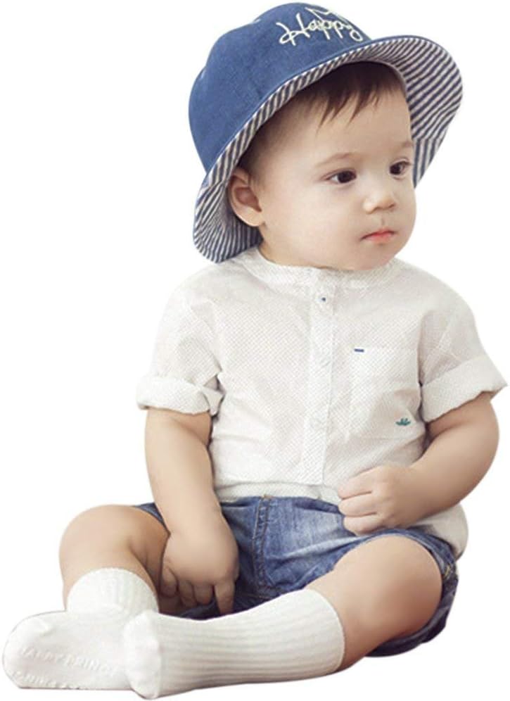 キャップ 帽子 幼児 子供 ベビー 保育園 日差し デニム帽子 男女兼用 人気 お洒落 日よけ帽子 ツバ付き 1歳帽子 キッズ コットンハット 赤ちゃん用 ぼうし お出かけ用 可愛い バッケトハット Happy王冠のハット おしゃれ ブルー Faz Co Zm