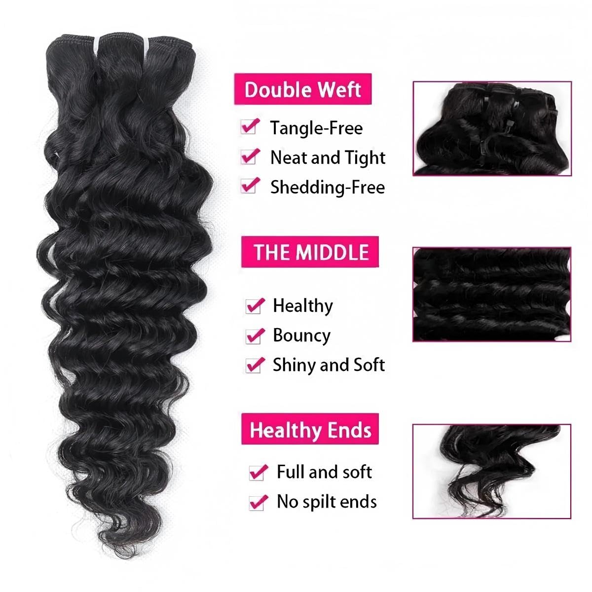 Sexycat Deep Curly Hair Extensions Clip in 14 Inch 8Pcs 100g Clip in Hair Extensions Real Human Hair - Image 3
