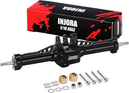 Miniatura 13 de INJORA Juego de ejes delanteros y traseros - Ejes completos de aluminio extendido de +0.157 in para TRX4M actualización 1/18 RC Crawler Car