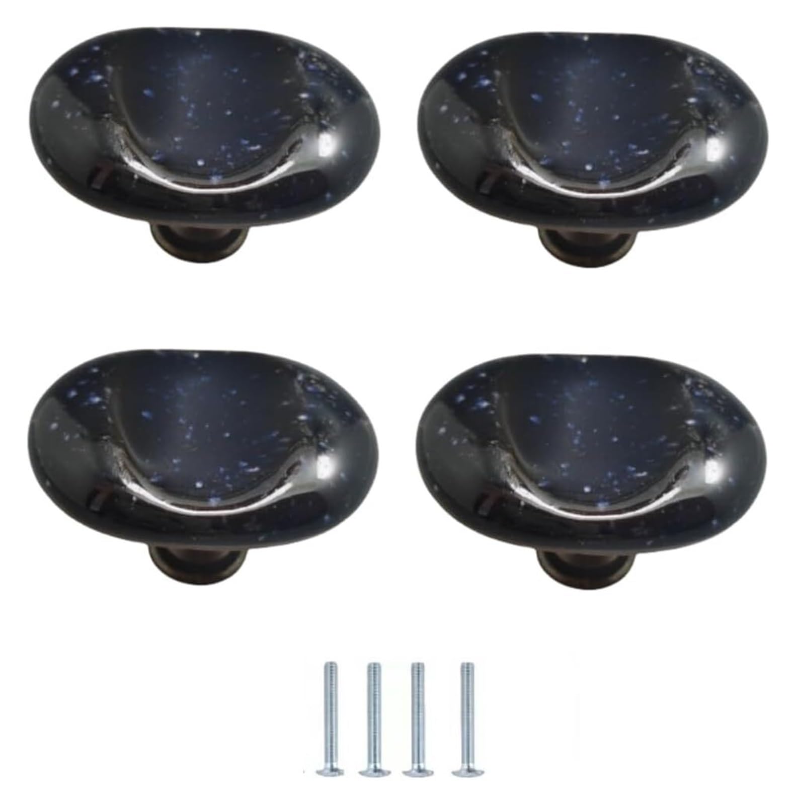 LQZAXSRDR Ceramic Cupboard Drawer Handle Knobs, Ceramic Door Knobs, Zinc Alloy Cabinet and Drawer Knob 4 pcs Multicolor(Black)