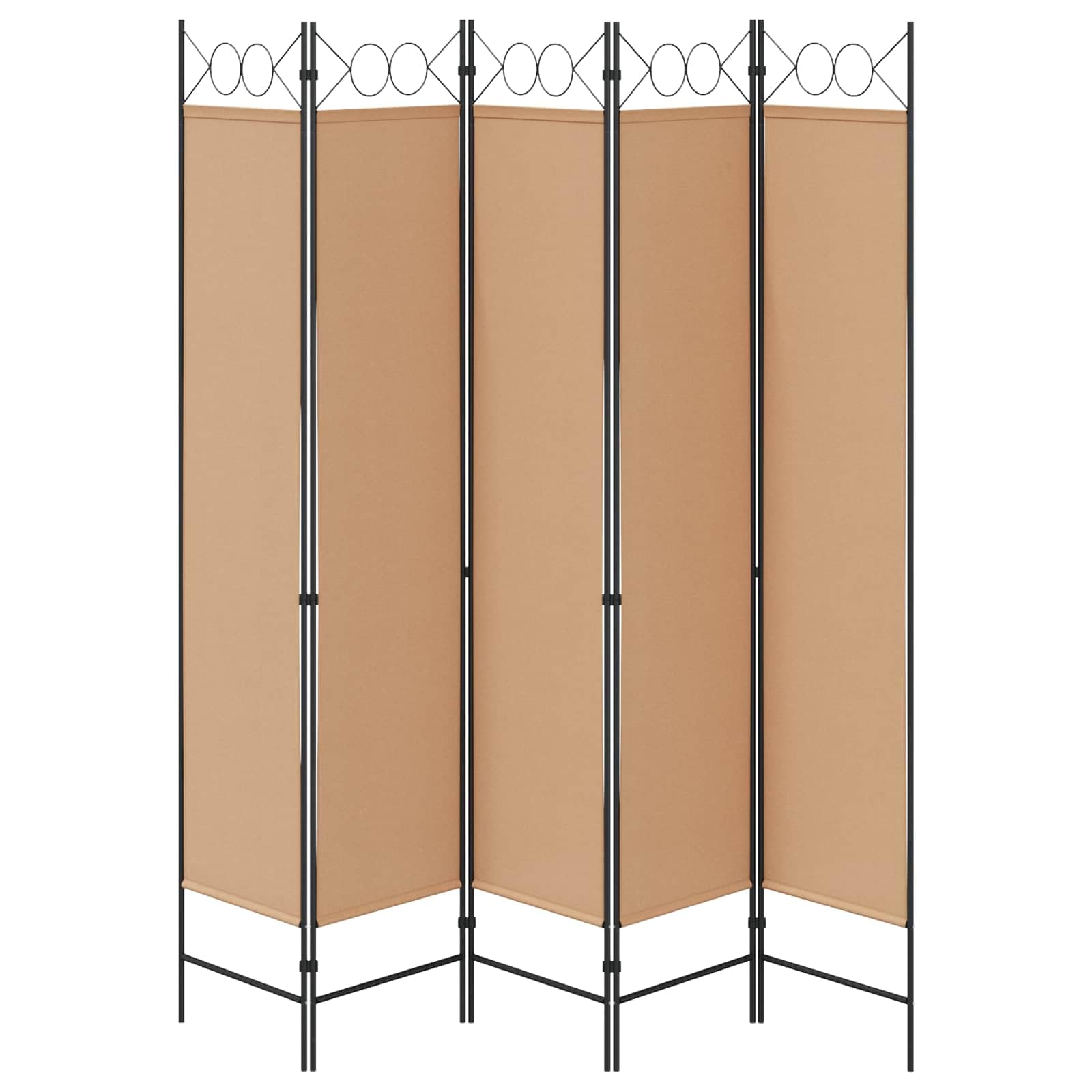 Paravento 5 pannelli Beige 200x200 cm Tessuto Poliestere