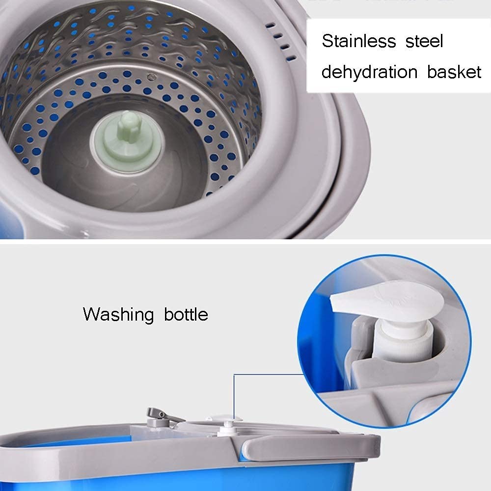 Trapeador Giratorio 360 ​​° Sistema Limpieza del Piso del Cubo Piso Madera el hogar Que Ahorra Trabajo Trapeador Mango Ajustable Acero Inoxidable Sistema Limpieza del Piso del Cubo