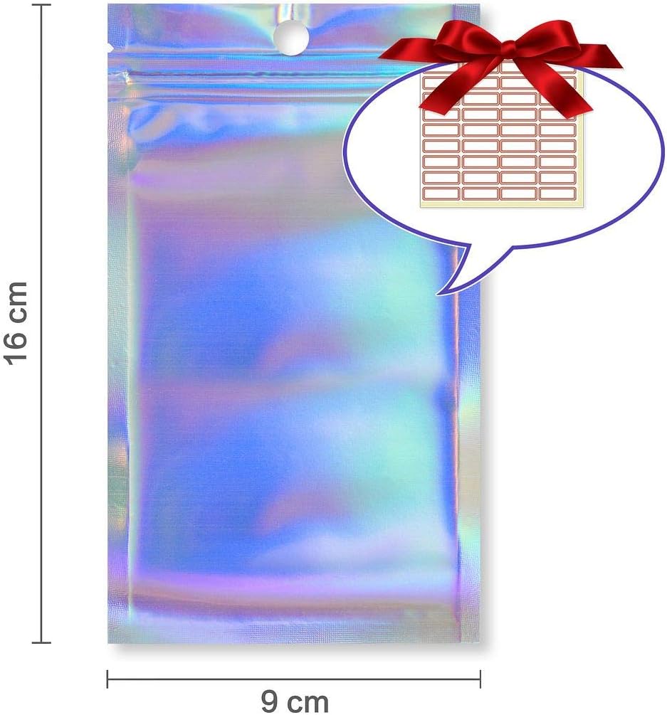 Rimiko 100pcs Holographic Ziplock Mylar Bags - Image 3