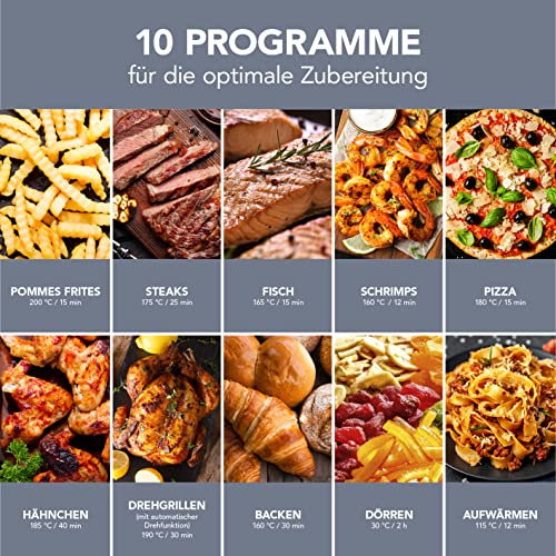 GOURMETmaxx Digitale Heißluftfritteuse 12 L, XXL-Edelstahl-Ofen | Airfryer + Timer, Touchdisplay, Drehspieß | fettarm, energiesparend frittieren | 10 Programme inkl. Pizza | 1800 W – Bild 6