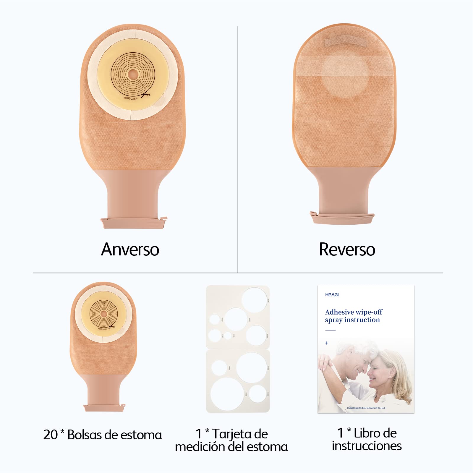 20 Bolsas De Estoma, Bolsas De Drenaje Para Colostomía, Bolsa de Ostomía Drenable Para El Cuidado Del Estoma, Resistente a Los Olores Y Menos Propenso a Las Fugas, Se Puede Cortar a 15-60 Mm