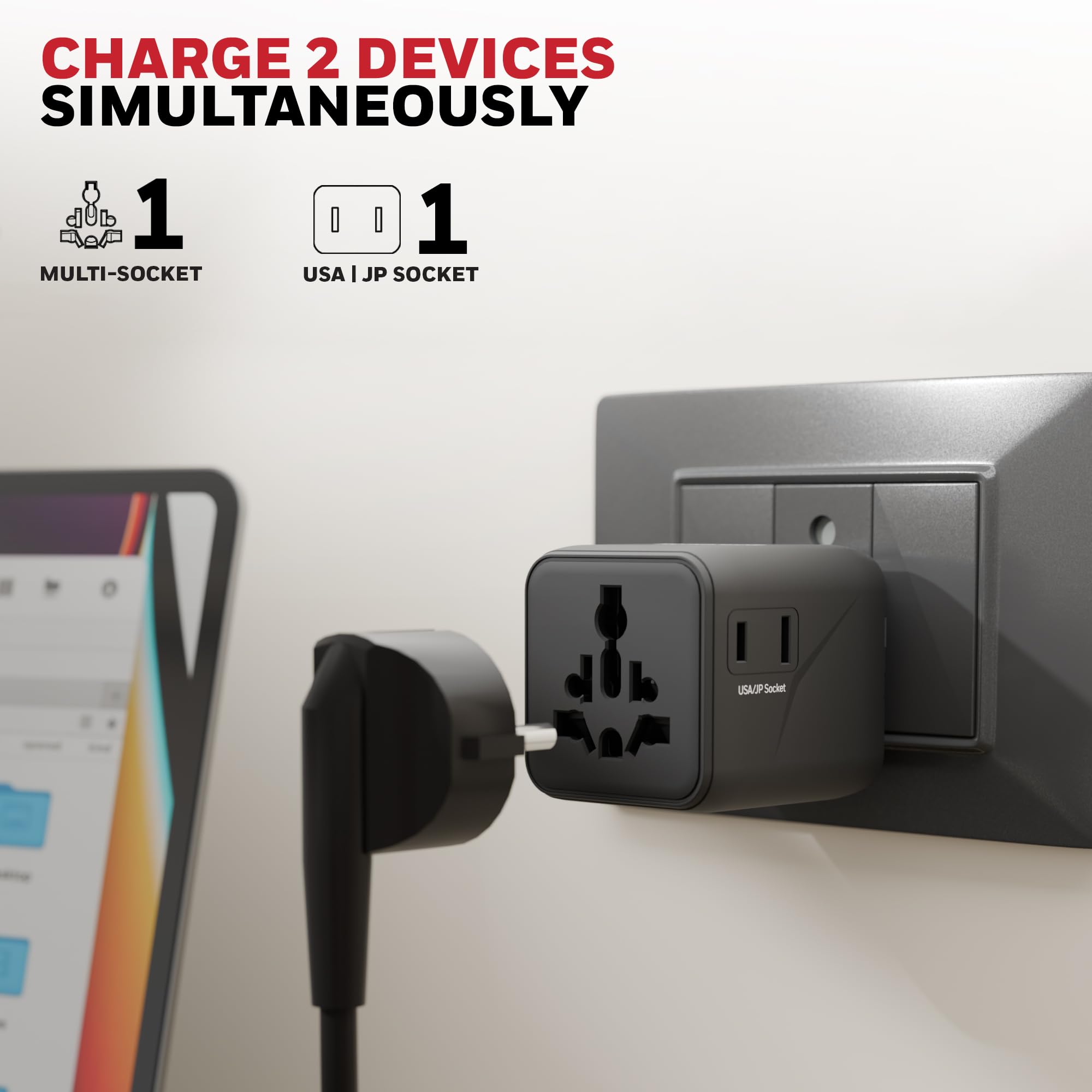 Honeywell New World Travel Adapter, Universal & US Socket, Charge 2 Devices Simultaneously, Worldwide Plug for EU, US, UK & CN/AUS, Overload & Over Voltage Protection, 3 Year Manufacturer Warranty 2
