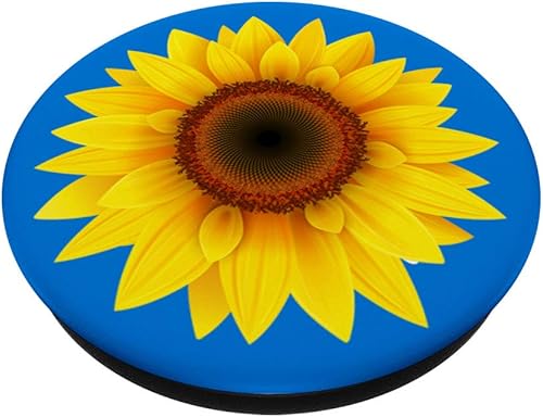 Miniatura 2 de Girasol de girasol amarillo para decoración de flores  PopSockets agarre y soporte para teléfonos y tabletas, Negro