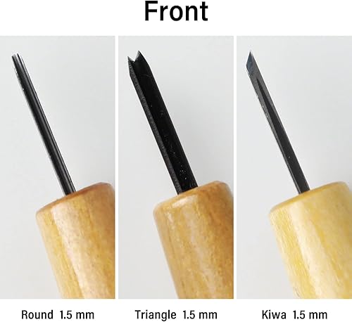 Miniatura 4 de Wazakura Kit de cincel de bonsái de 3 piezas con gubias redondas, bisel único sesgado y herramienta de separación en V, juego de herramientas de