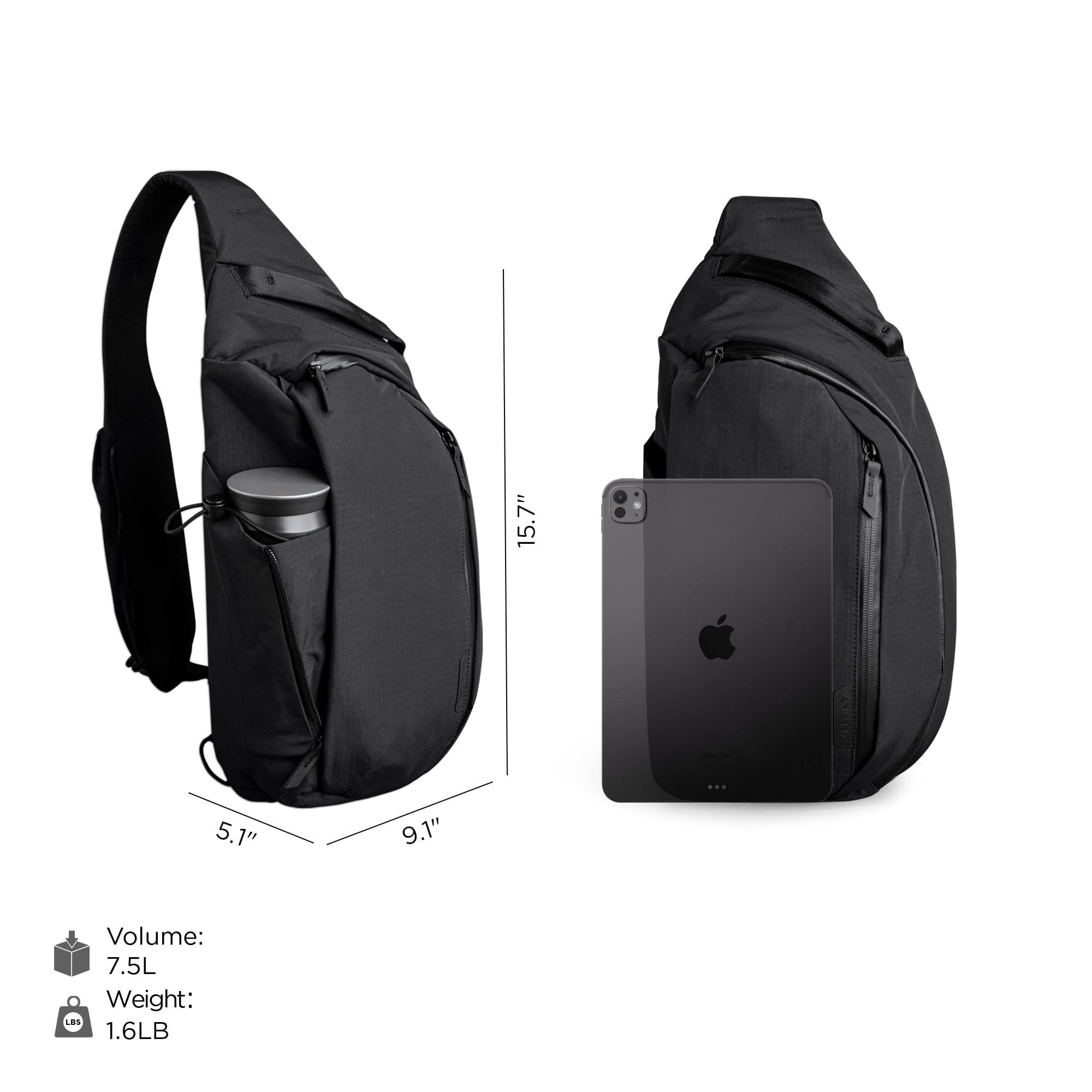ALPAKA Metro Crossbody Sling Bag 7,5L – Umhängetasche Herren | Wasserfest, Magnetverschluss, Flaschentasche, Phone-Fach, Schultergurt, für 11"-Tablets