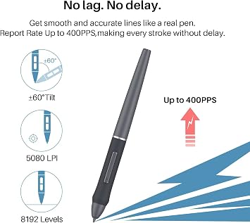 Artisul A1201 Graphics Drawing Tablet Compatible with Android Phone,10x6 Inch Digital Drawing Tablet with 8192 Level Battery-Free Stylus, Supports Tilt,8 Hot Keys, Works with Win, Mac and Android