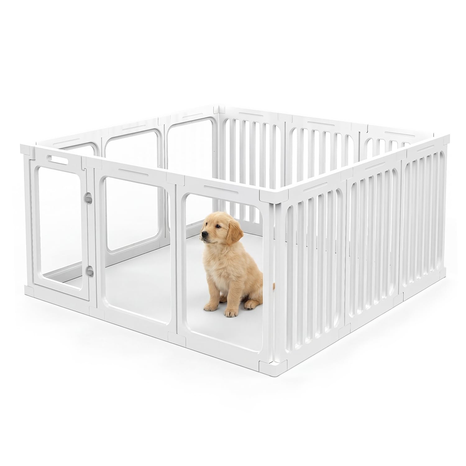Box per cani in acrilico, 60 cm, trasparente, per uso interno ed esterno, portatile, resistente, per cani di piccola e media taglia, 12 pannelli